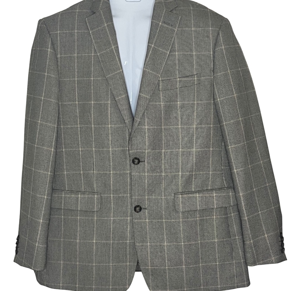 Alan Flusser windowpane 2 Button Sport Coat Jacket Blazer Men's 44 R